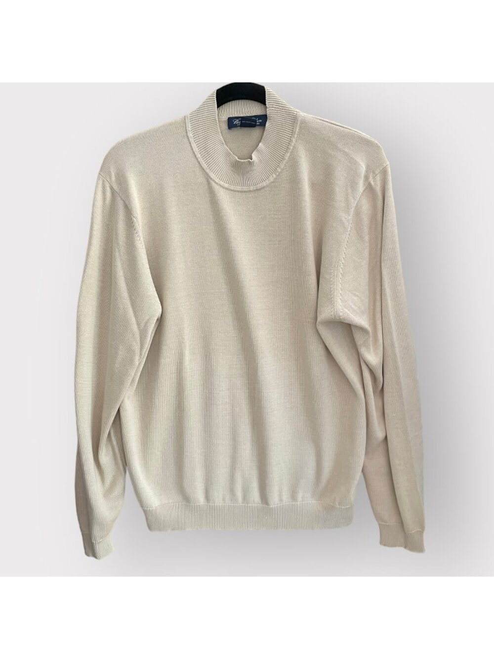Vintage Brooks Brothers M Beige Gold Silk Blend Long Sleeve Mock Neck Sweater